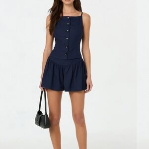 ASTR THE LABEL- Linen-Blend Flared Shorts